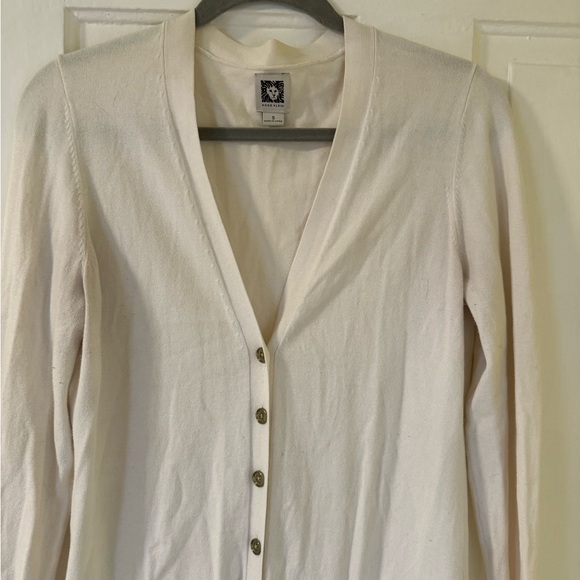 Anne Klein White Gold Button Down Patch Pocket Cardigan• Small - Picture 3 of 8